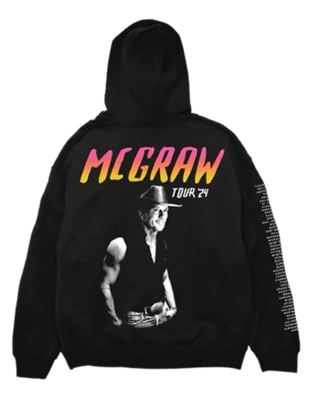 Black Hoodie Sweatshirt with Pink & Orange Tour Print